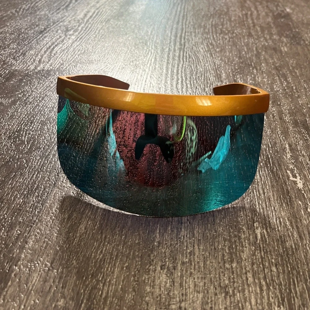 Tipsy Elves Million Dollar Baby Visor Sunglasses Ice Blue Gold Frame Ski UV400